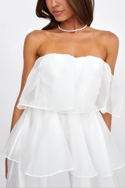 Behati Tiered Layer Mini Dress White