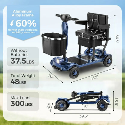 Lightweight, Long‑Range Foldable 4‑Wheel Electric Mobility Scooter for People with Limited Mobility