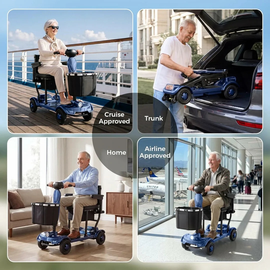Lightweight, Long‑Range Foldable 4‑Wheel Electric Mobility Scooter for People with Limited Mobility