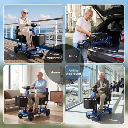 Lightweight, Long‑Range Foldable 4‑Wheel Electric Mobility Scooter for People with Limited Mobility