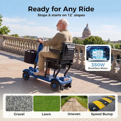 Lightweight, Long‑Range Foldable 4‑Wheel Electric Mobility Scooter for People with Limited Mobility