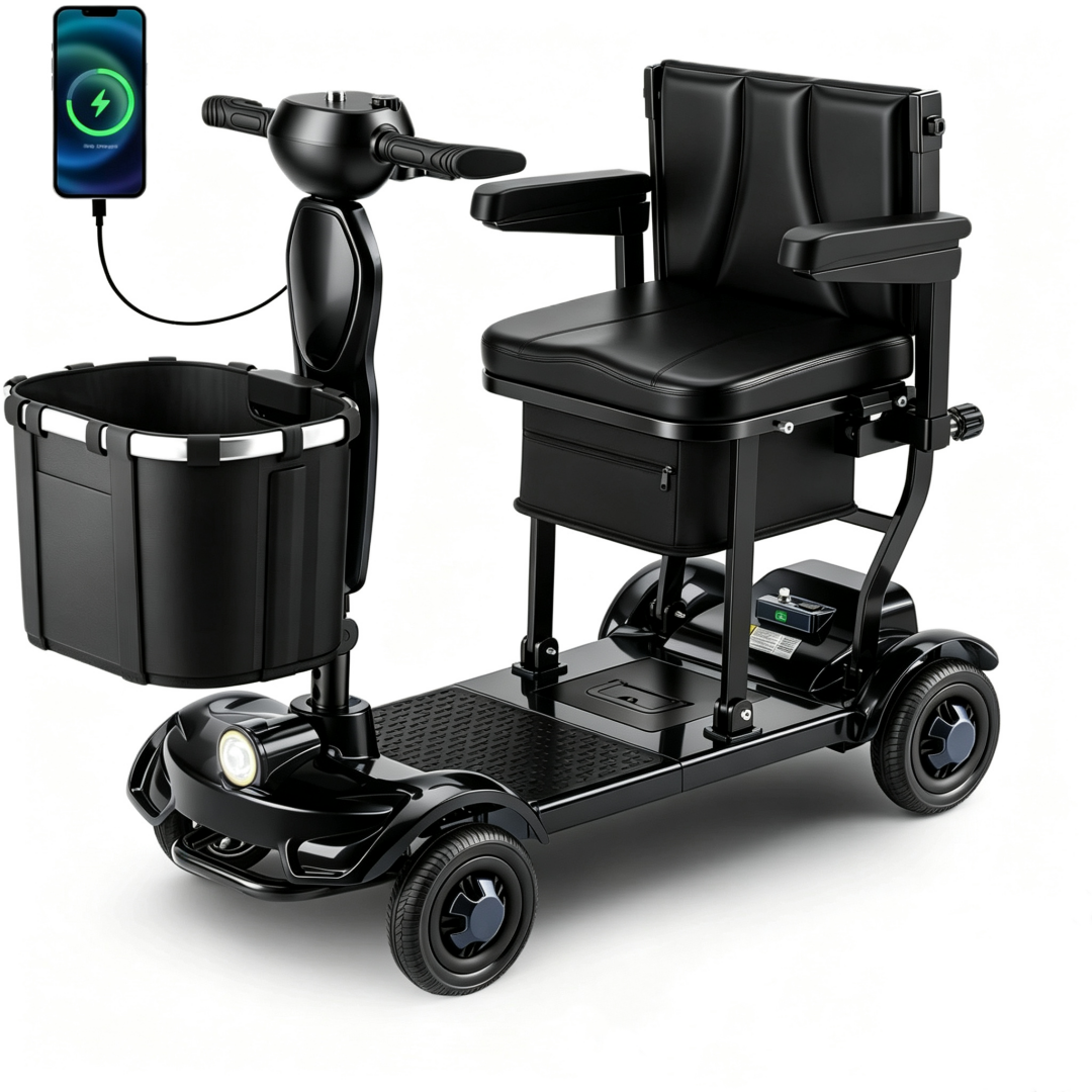 Lightweight, Long‑Range Foldable 4‑Wheel Electric Mobility Scooter for People with Limited Mobility