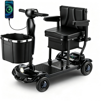 Lightweight, Long‑Range Foldable 4‑Wheel Electric Mobility Scooter for People with Limited Mobility