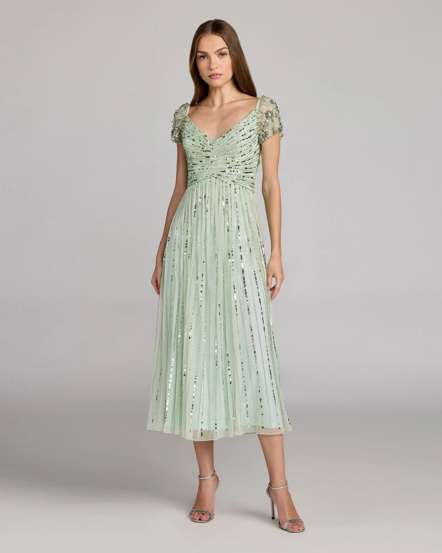 Embellished Cap Sleeve Midi Dress