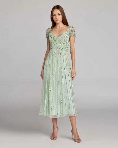 Embellished Cap Sleeve Midi Dress