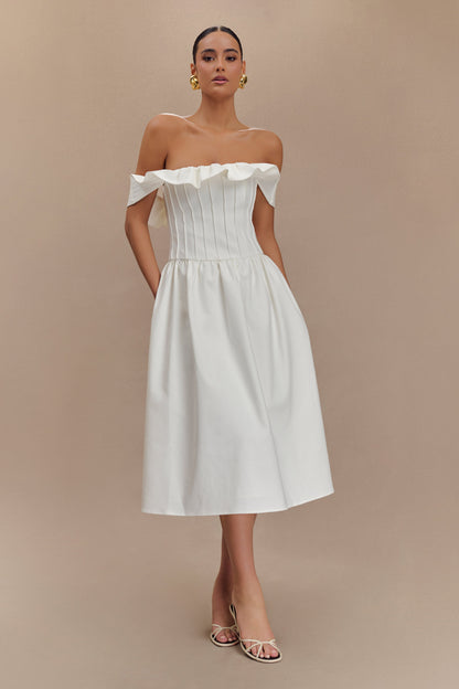 Orla Strapless Cotton Midi Dress - White