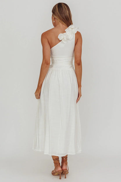 Antheia One-Shoulder Maxi Dress White