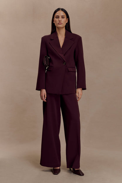 Arlo Wide Leg Suiting Trouser - Mahogany