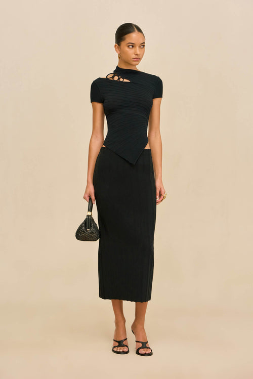MARLINE KNIT SKIRT - BLACK