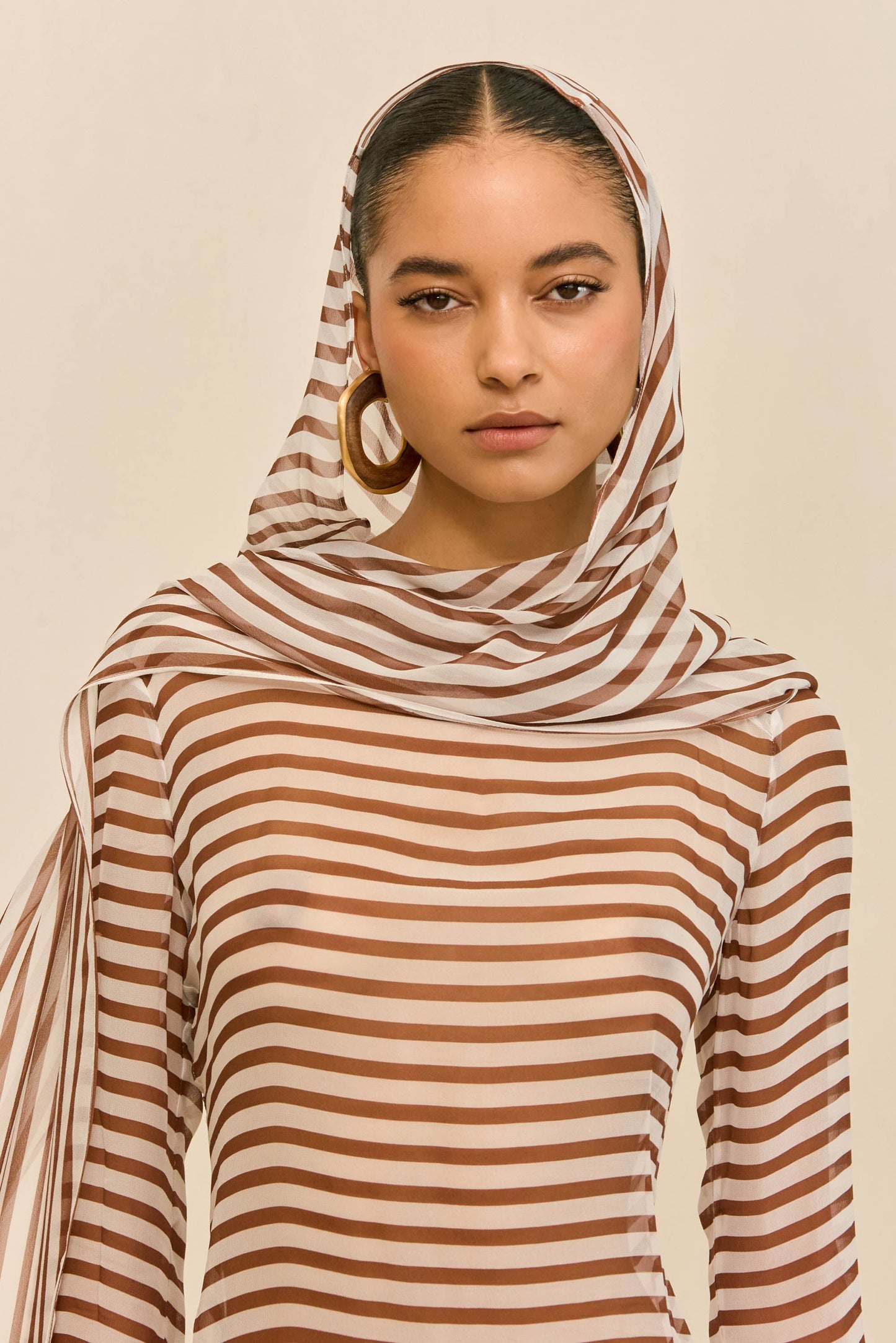 BEAUX COVER-UP DRESS - SMALL SADDLE STRIPE