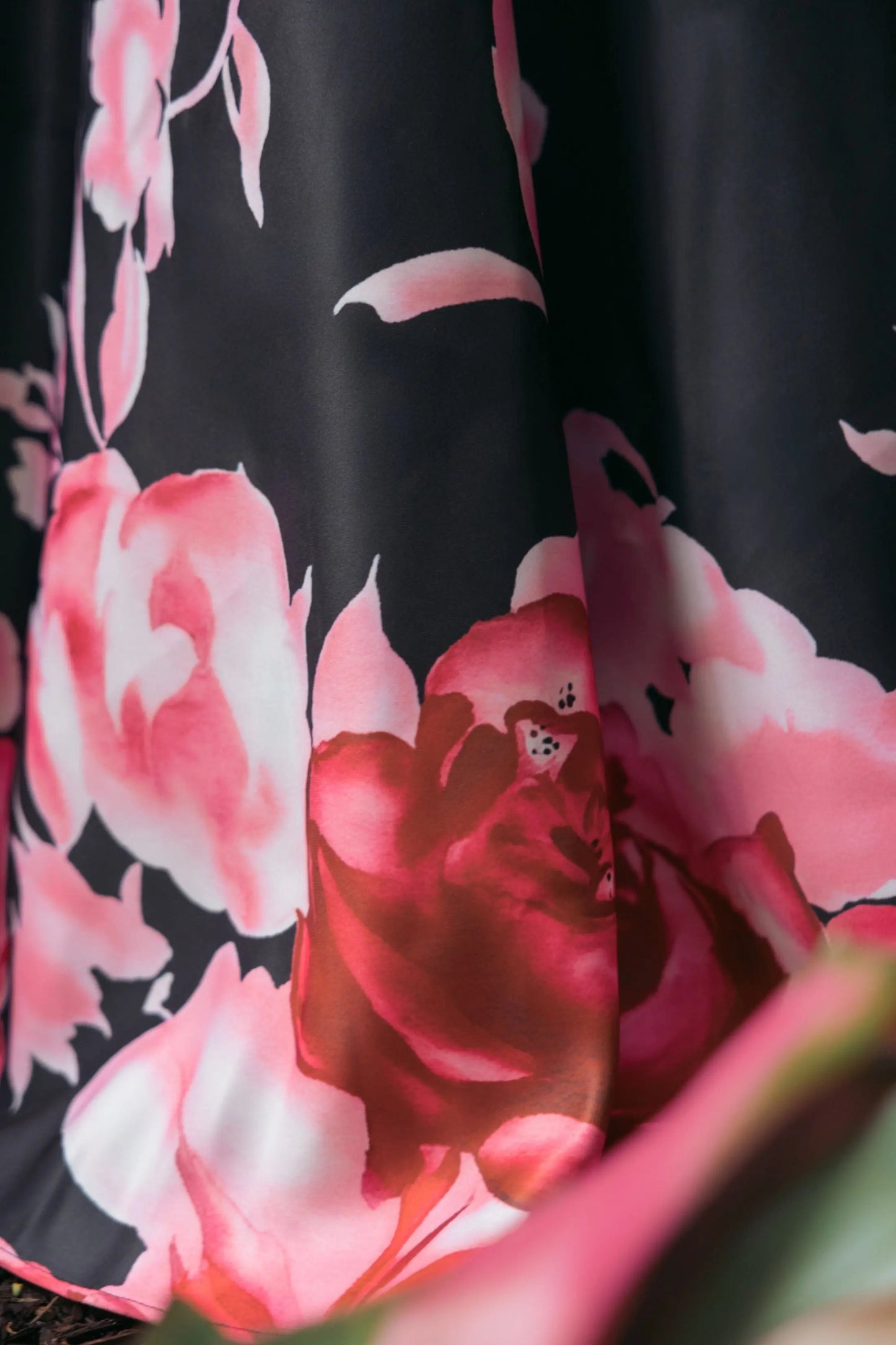 Black Square Neck Floral Print Ball Gown