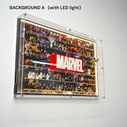 Dust Proof Wall mounted Display Case for LEGO® Marvel Logo & Minifigure