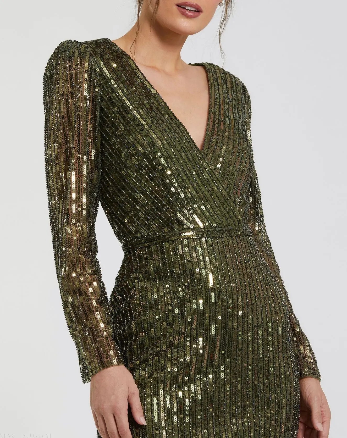 Green Long Sleeve Sequined Mini Dress - FINAL SALE