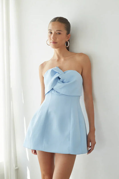 Alix Twist Front Bubble Mini Dress