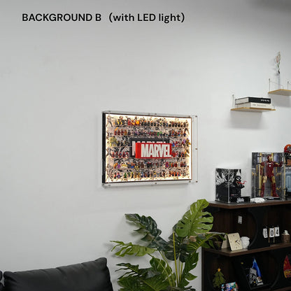 Dust Proof Wall mounted Display Case for LEGO® Marvel Logo & Minifigure