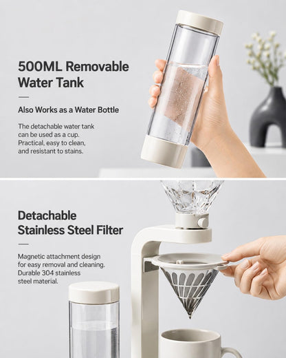 💥Factory Direct Sale💥Coffee Alarm Clock Maker Bedside Dual Mode Extractor 500ml Glass Water Tank