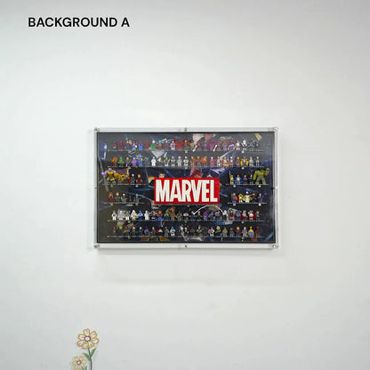 Dust Proof Wall mounted Display Case for LEGO® Marvel Logo & Minifigure