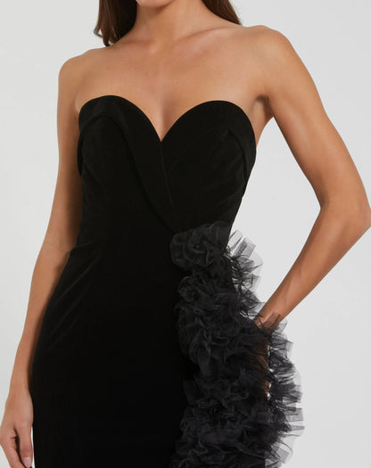 Black Strapless Velvet Mermaid Gown