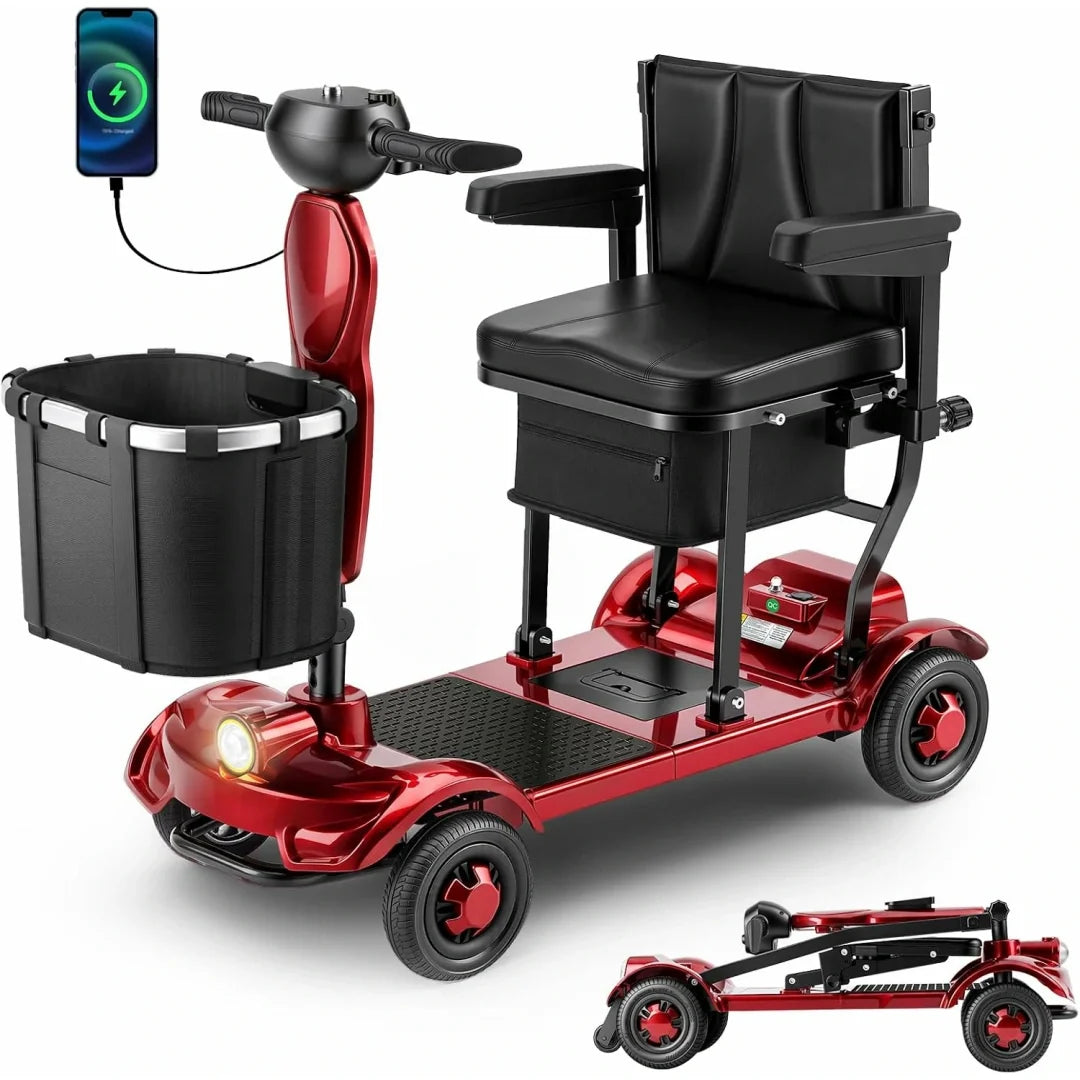 Lightweight, Long‑Range Foldable 4‑Wheel Electric Mobility Scooter for People with Limited Mobility