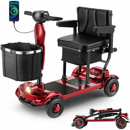 Lightweight, Long‑Range Foldable 4‑Wheel Electric Mobility Scooter for People with Limited Mobility