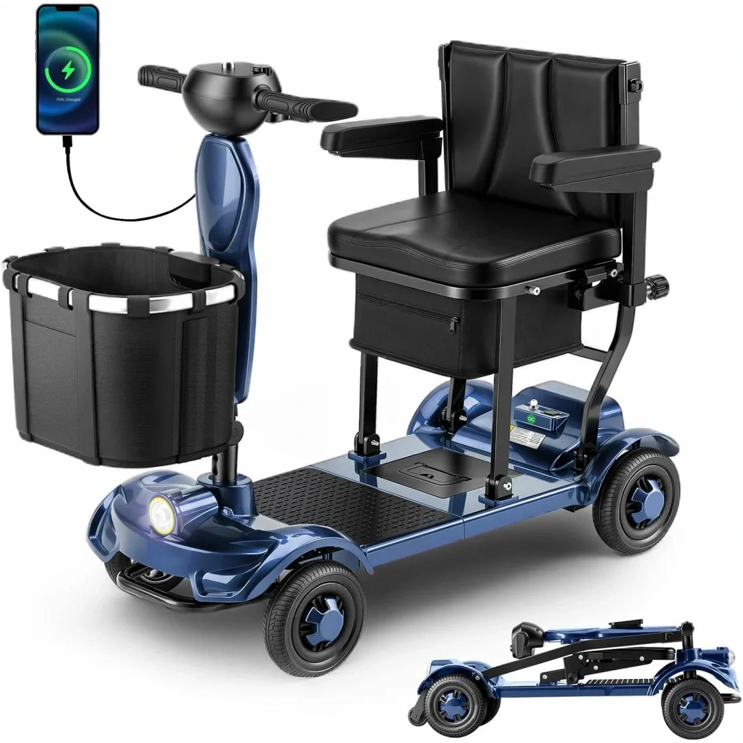 Lightweight, Long‑Range Foldable 4‑Wheel Electric Mobility Scooter for People with Limited Mobility