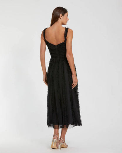 Black Sleeveless Ruffle Tiered Dress