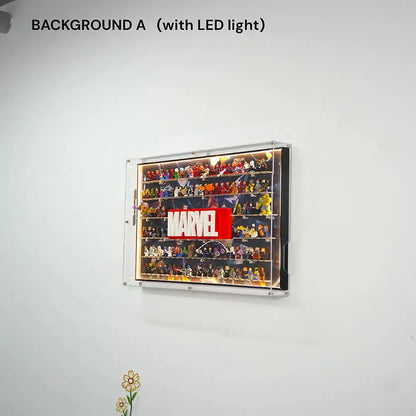 Dust Proof Wall mounted Display Case for LEGO® Marvel Logo & Minifigure