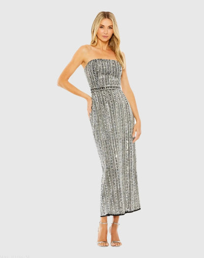 Embellished Strapless Sheath Dress