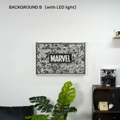 Dust Proof Wall mounted Display Case for LEGO® Marvel Logo & Minifigure