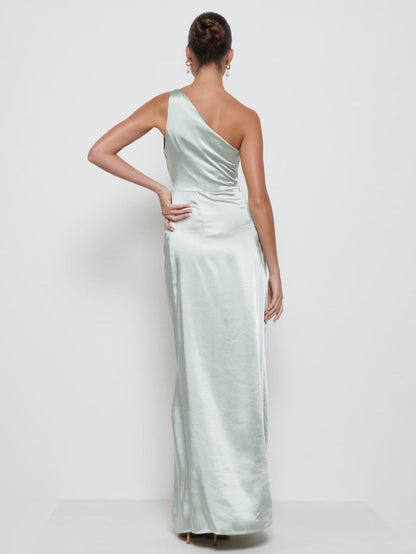 Amelia Ruched Maxi Bridesmaid Dress - Matte Sage
