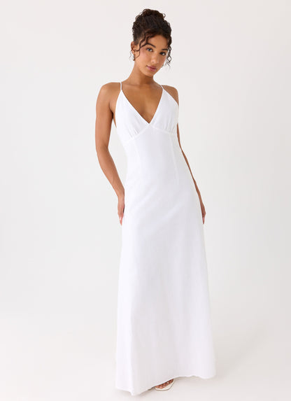 Calianna Linen Maxi Dress - White