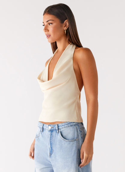 Charli Cowl Top - Lemon