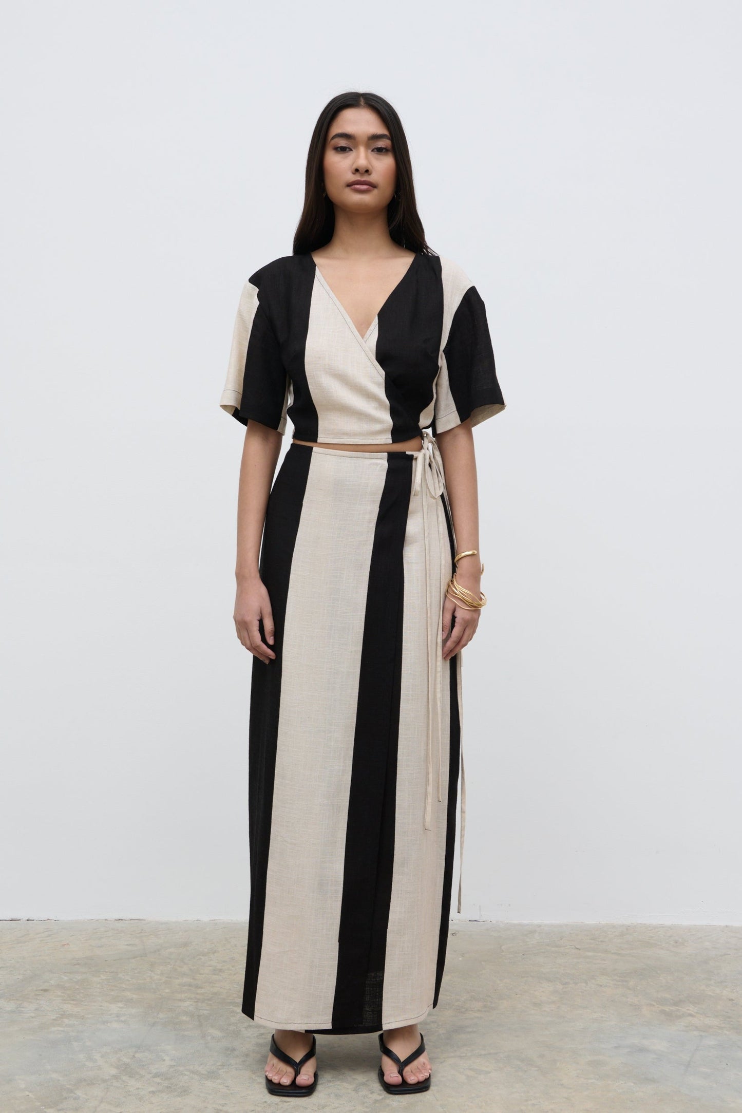 Chaya Printed Wrap Top - Cream and Black