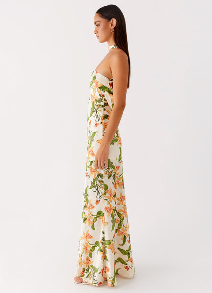Damali Satin Maxi Dress - Floral Print