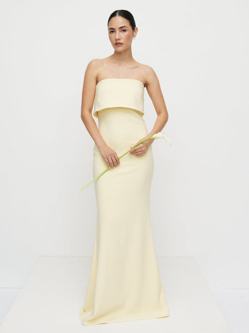 Julia Strapless Crepe Maxi Dress - Lemon