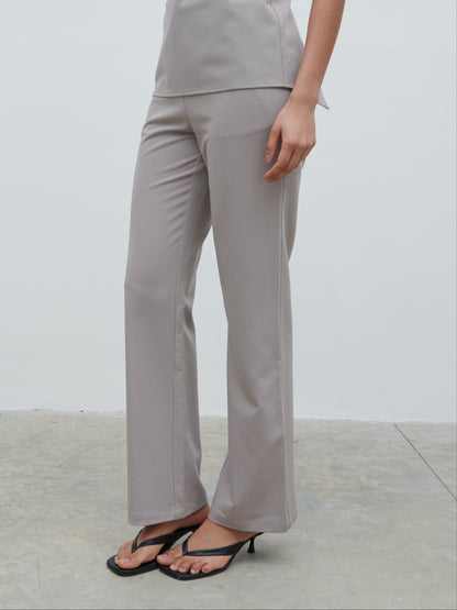 Laria Tailored Slim Leg Trousers - Stone