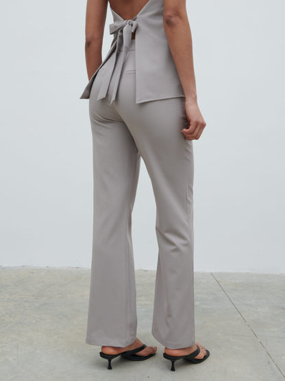 Laria Tailored Slim Leg Trousers - Stone