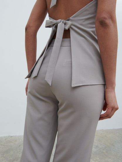 Laria Tailored Slim Leg Trousers - Stone