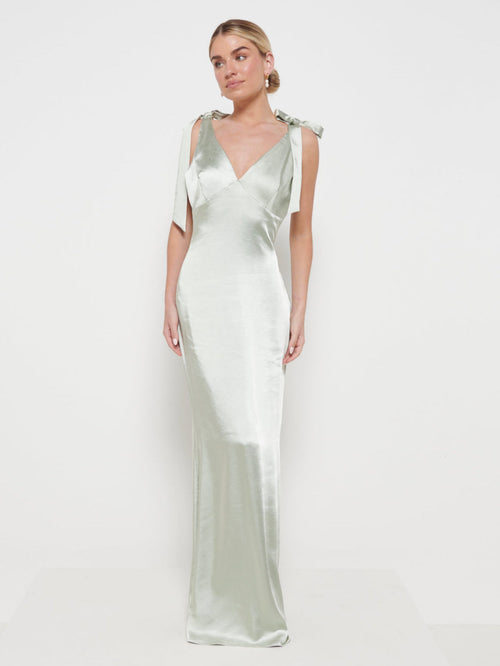 Piper Tie Maxi Bridesmaid Dress - Matte Sage