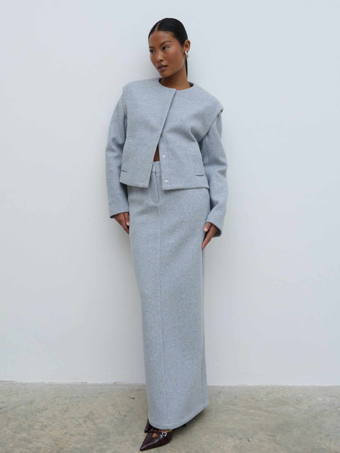 Rudy Tailored Skirt - Grey Marl
