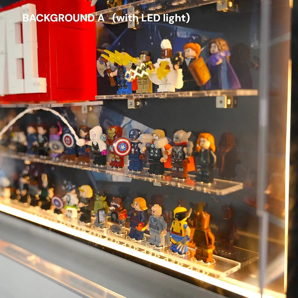 Dust Proof Wall mounted Display Case for LEGO® Marvel Logo & Minifigure
