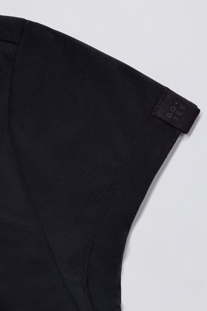 Cut-Out Longline T-Shirt in Black
