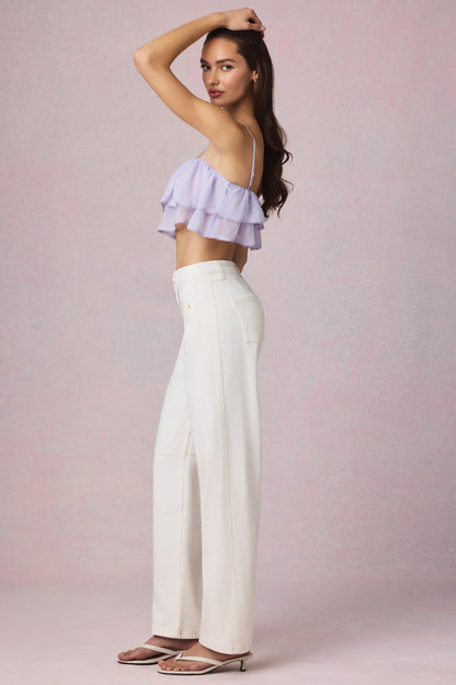 Mid-Rise Barrel-Leg Jeans in Ecru Wash
